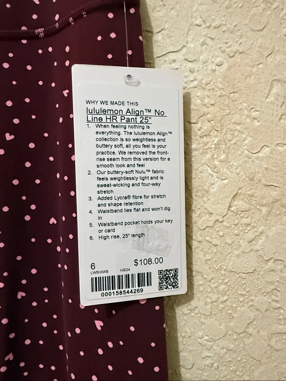 Lululemon align high rise 25” in HTF heart print